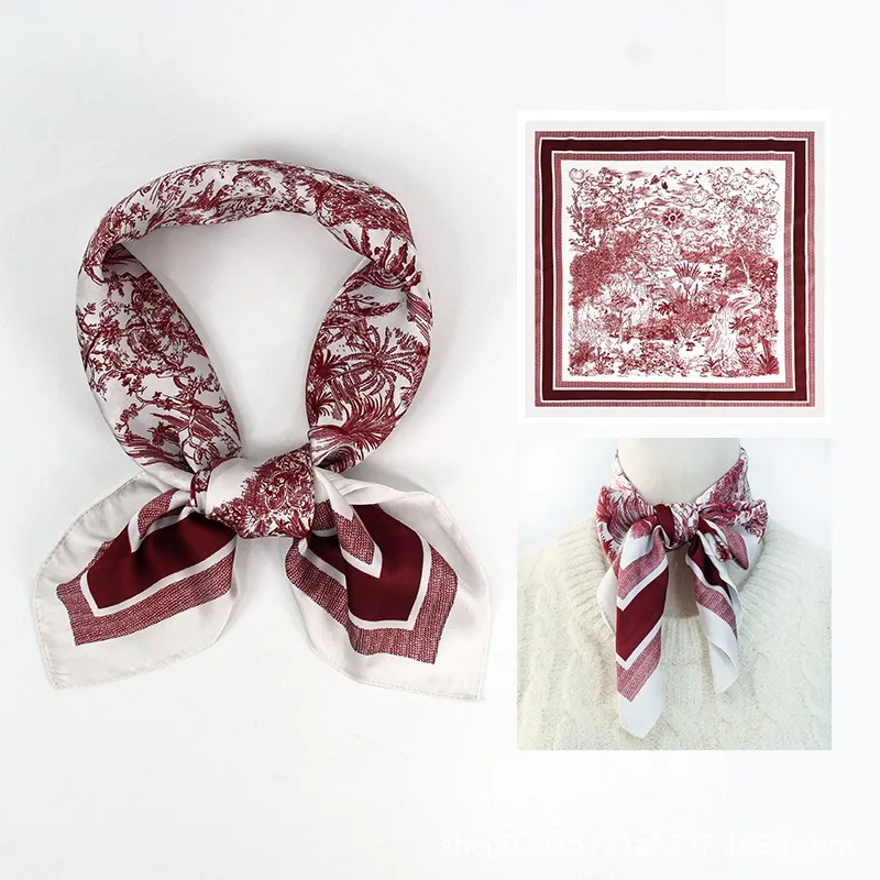 70*70cm Neue Literarische Modische Bandana Simulation Seide Temperament Platz Schals Frauen Frühling/Sommer Weiche Satin Schal – Detail 7