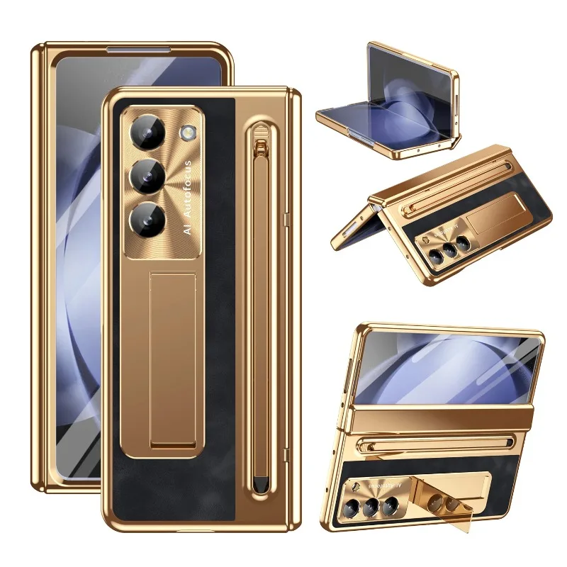 Luxury Leather Phone Case with Holder Stand and Anti-Fall Protection