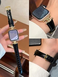 Elegant Leather Loop Watch Band Strap - Premium Quality for 38mm40mm41mm (Black gold 1)