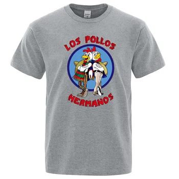 LOS POLLOS Hermanos Funny 프린트 티셔츠 남성 패션 캐주얼 반팔 여름 코튼 통기성 티셔츠 치킨 브라더스 티