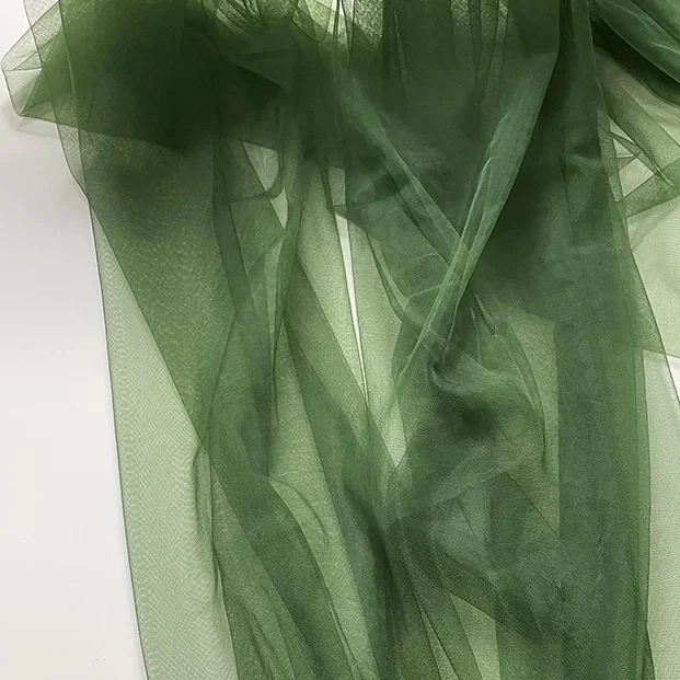 Versatile Green Soft Tulle Fabric for Elegant Decorations & Apparel