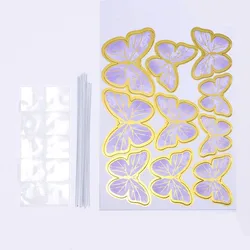 Happy Birthday Butterfly Cake and Cupcake Toppers - Elegant Party and Wedding Decor - 1 pc or set (Purple stripe)