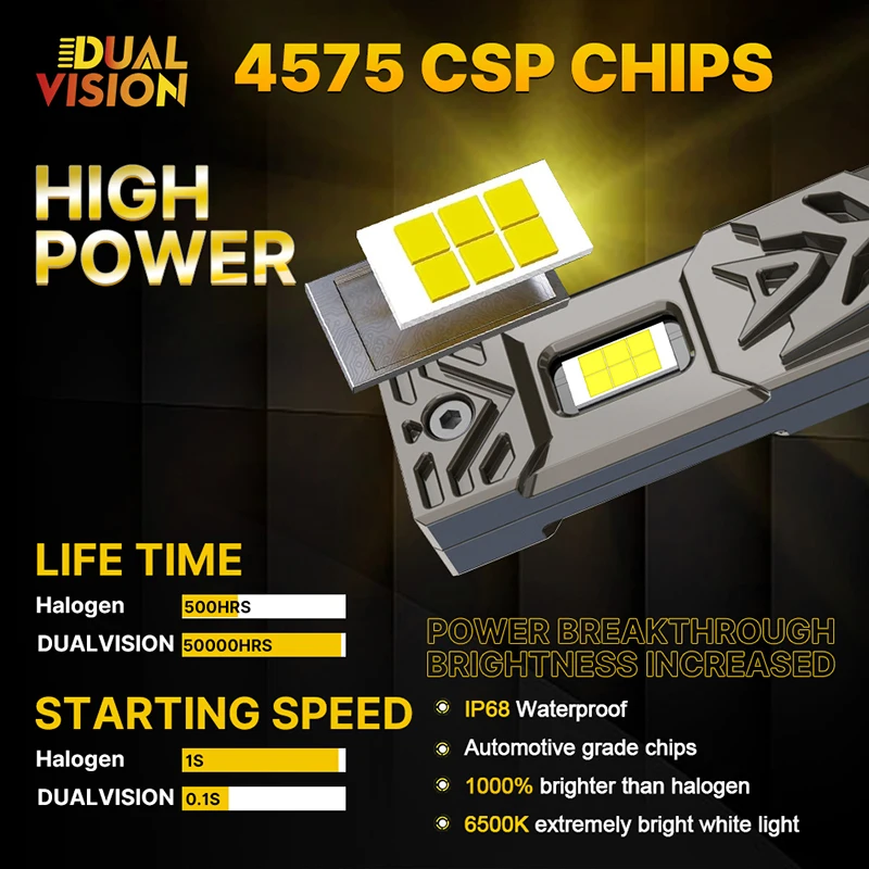 미니 무선 6000K CSP 자동차 헤드라이트 전구, 9005 9006 9012 헤드램프, 터보 LED 자동차 램프, H7, H4, H1, H11, H8, H9, 12V