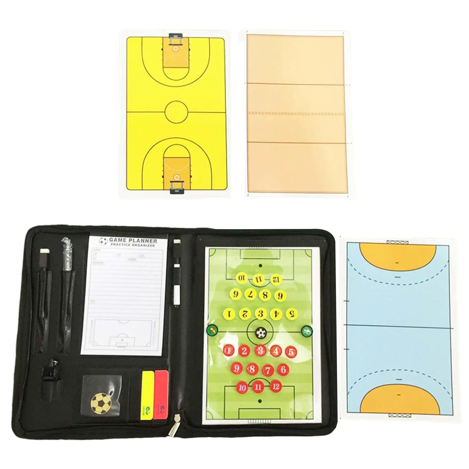 

Soccer Coaching Boards Basketball Volleyball Handball Guidance Training Aid Equipment with Pen Magnets Durable Coaches Clipboard
