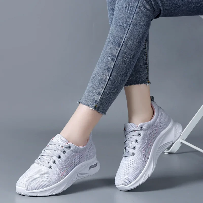 

Кроссовки женские сетчатые, дышащие, на шнуровке, Вулканизированная подошва, Повседневная модная обувь, осень, 41