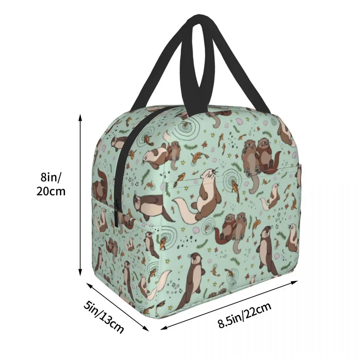 Custom Otters In Blue Lunch Bag Men Women Warm Cooler Insulated Lunch Boxes for Adult Office