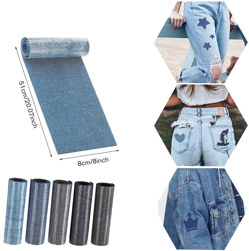 5Pcs Denim Iron on Denim Patches for Clothing Jeans Self Adhesive Repair  Fabric DIY Household Jeans Clothing Repair Jacket Decor - AliExpress