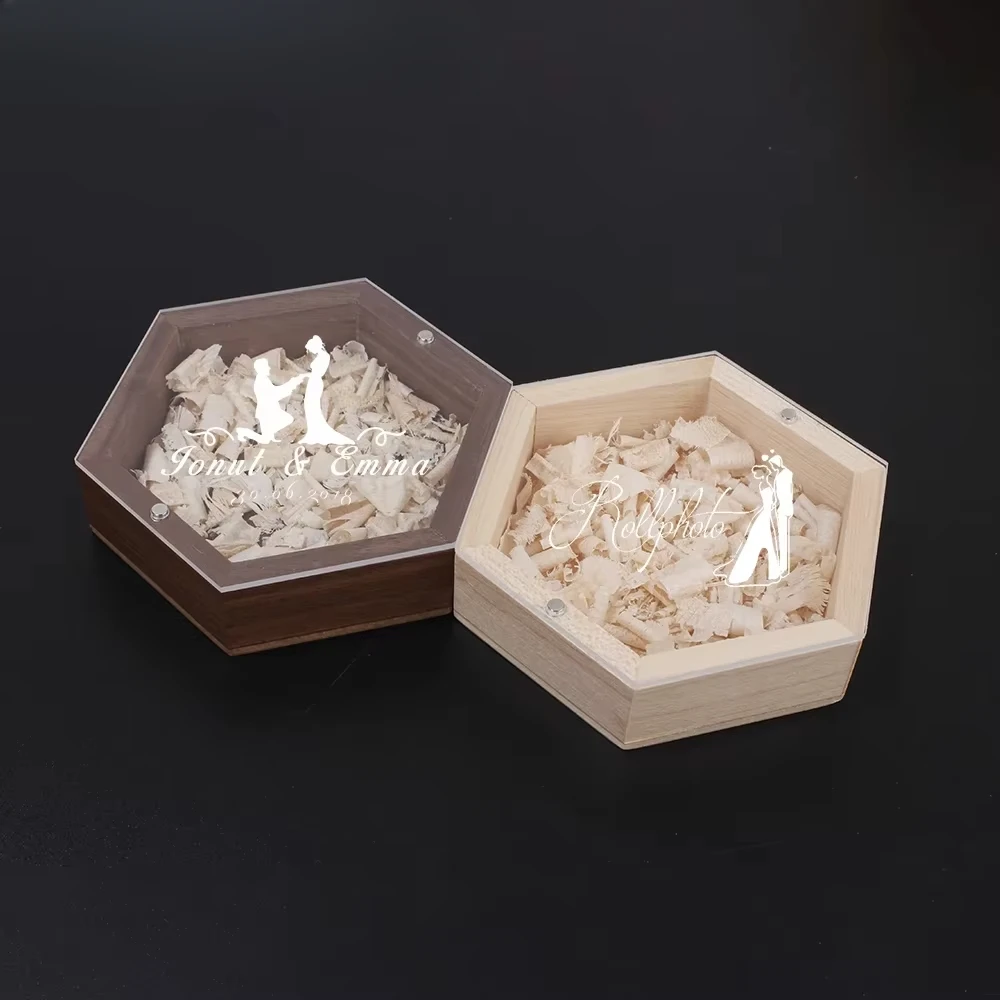 USB Flash Drives Wedding Photography Wooden Memory Stick Free Engraving Creative Hexagon Box Multi Style Pen Drive