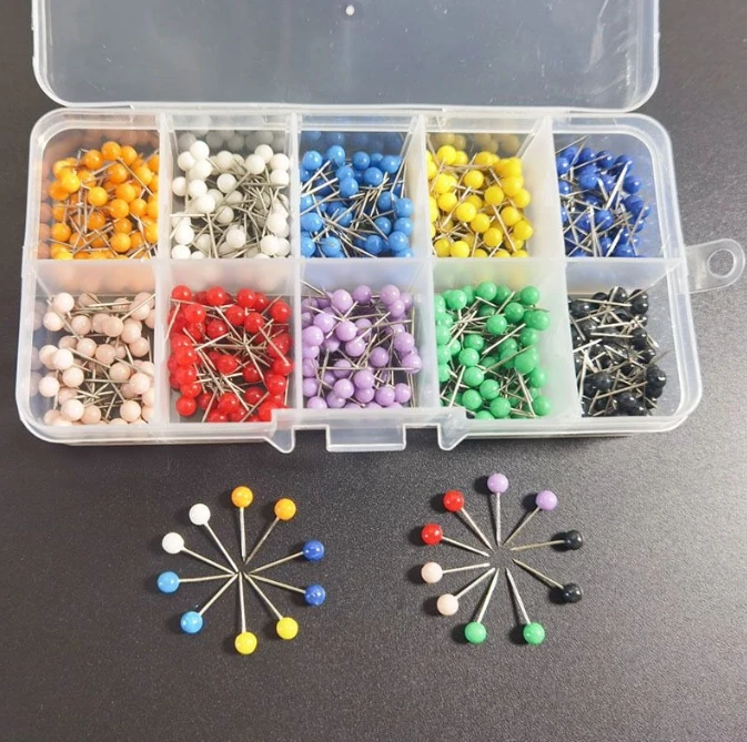Push Pins 500Pcs/Set Map Tacks Push Pins Plastic Head With Steel Point 4MM 11MM Cork Board Safety Colored Thumbtack