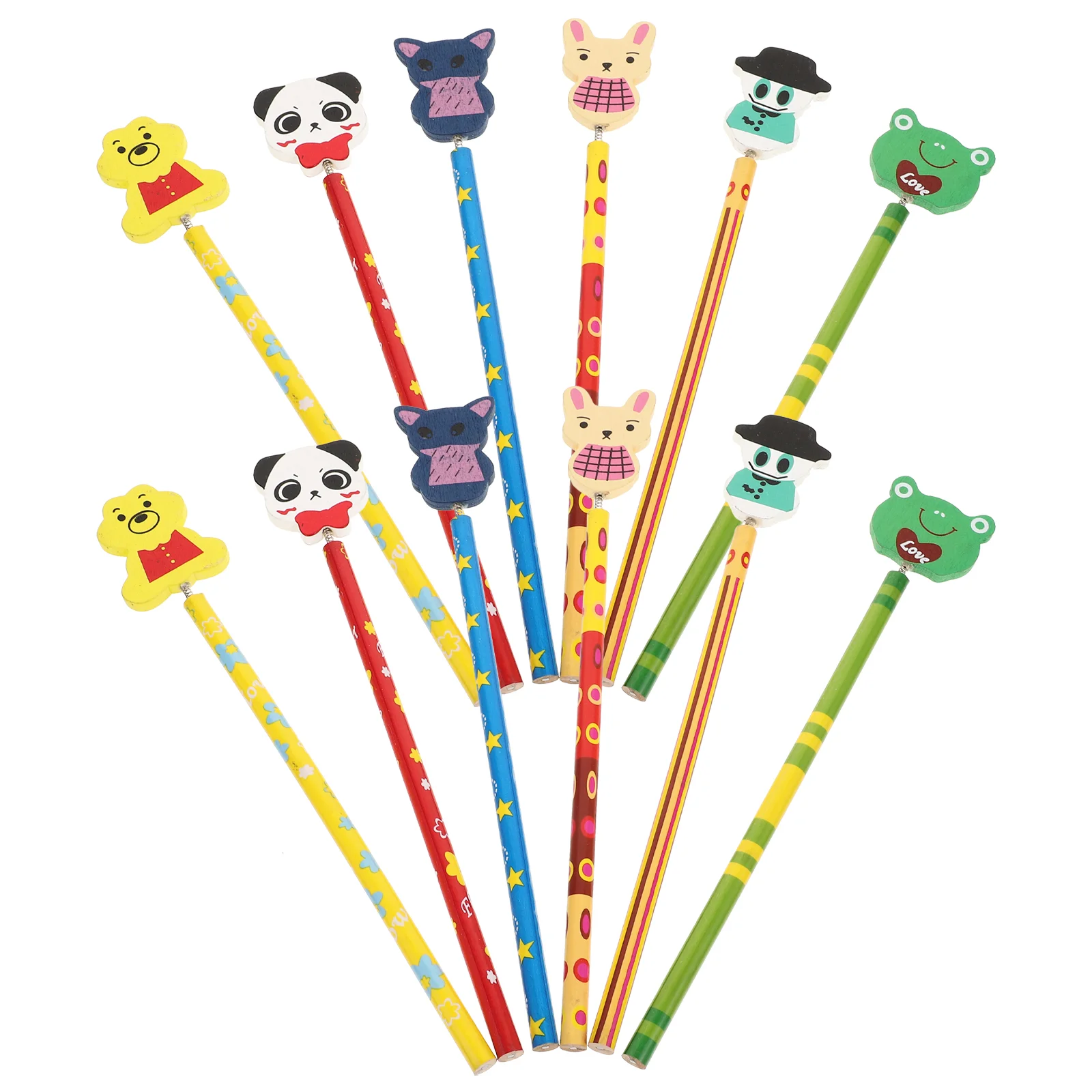 

12pcs Cartoon Animal Pencils with Erasers School Stationery for Kids Children Random Pattern