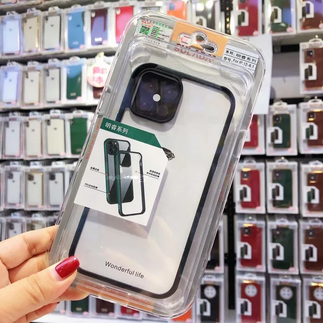 IPhone 15,13,12,11,15 pro max用の金属フレーム付き透明