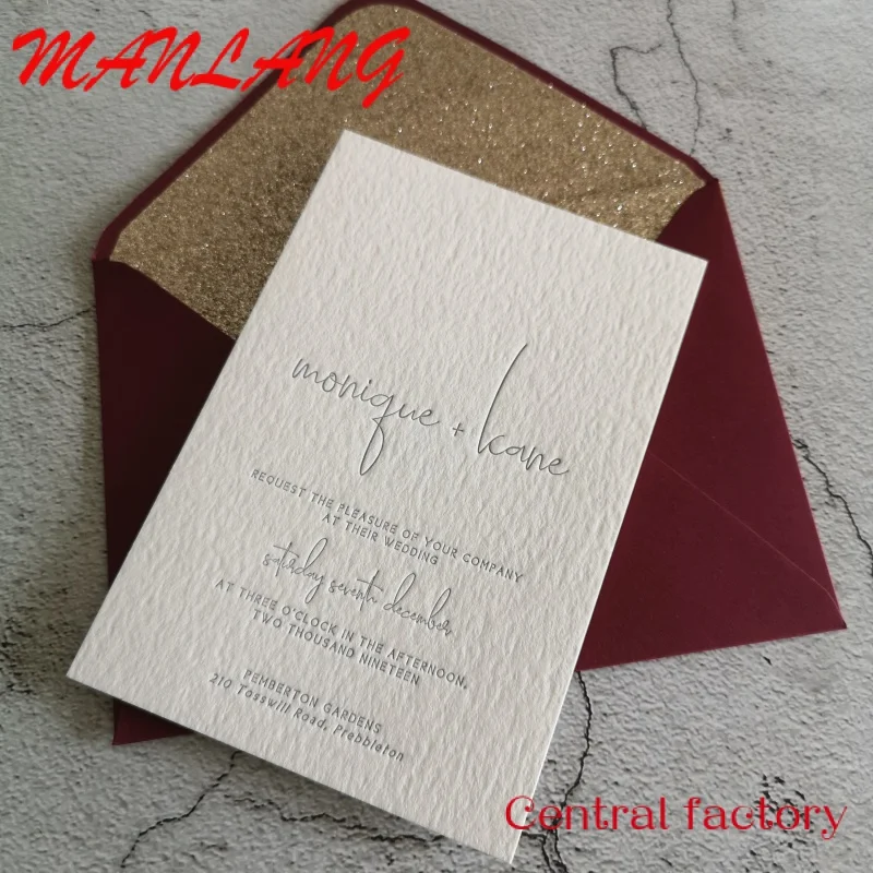 Custom  Elegant Luxury rose gold foiling letterpress save the date wedding invitation cards greeting cards thank you cards custo