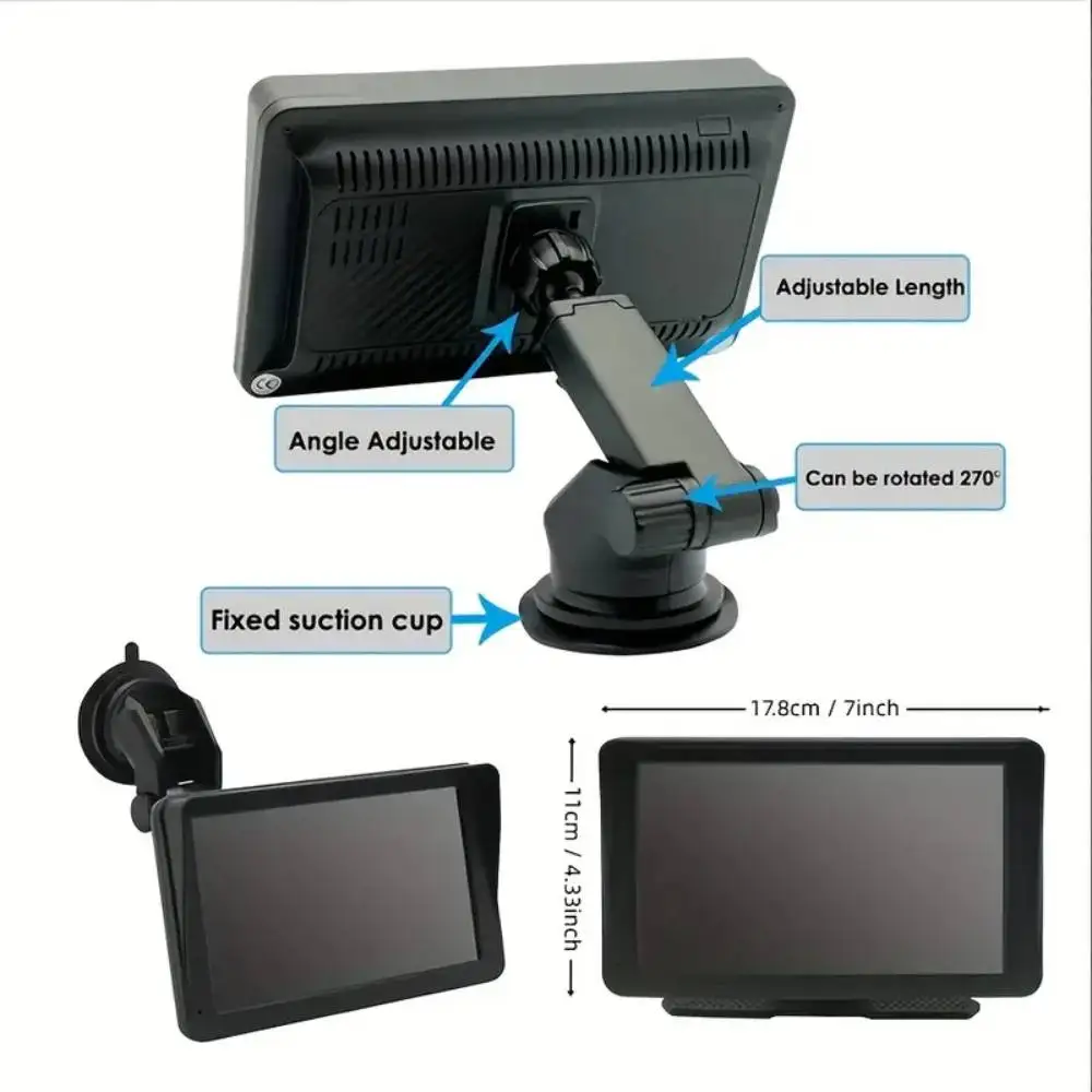 7 Inch Portable CAR MP5 PLAYER with Dash Camera - Touch Screen Multimedia Monitor, Bluetooth, Mirror Link, Android Auto, Univers - 5