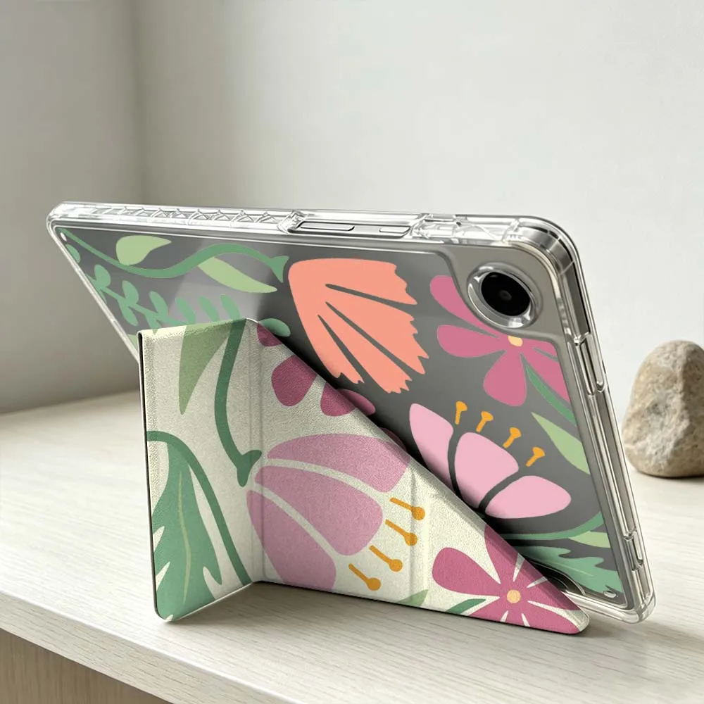Colorful Cartoon Flower Tablet Case - Soft and Foldable Design