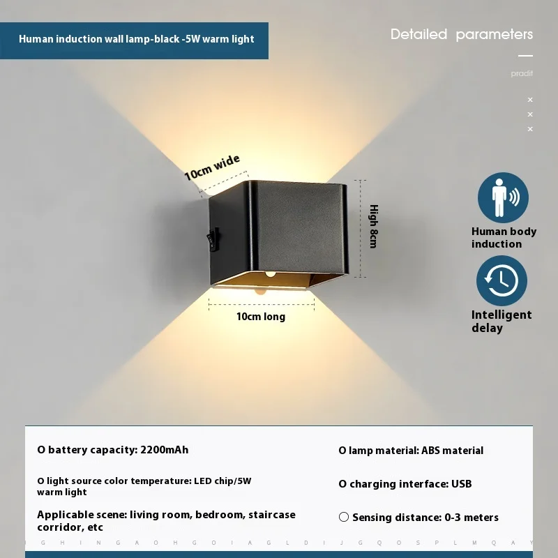 LED Wall Lamp Modern Outdoor Indoor USB Charge Sensing Up Down Wall Mount Lights Living Room Hallway Bedroom Art GallerDecor