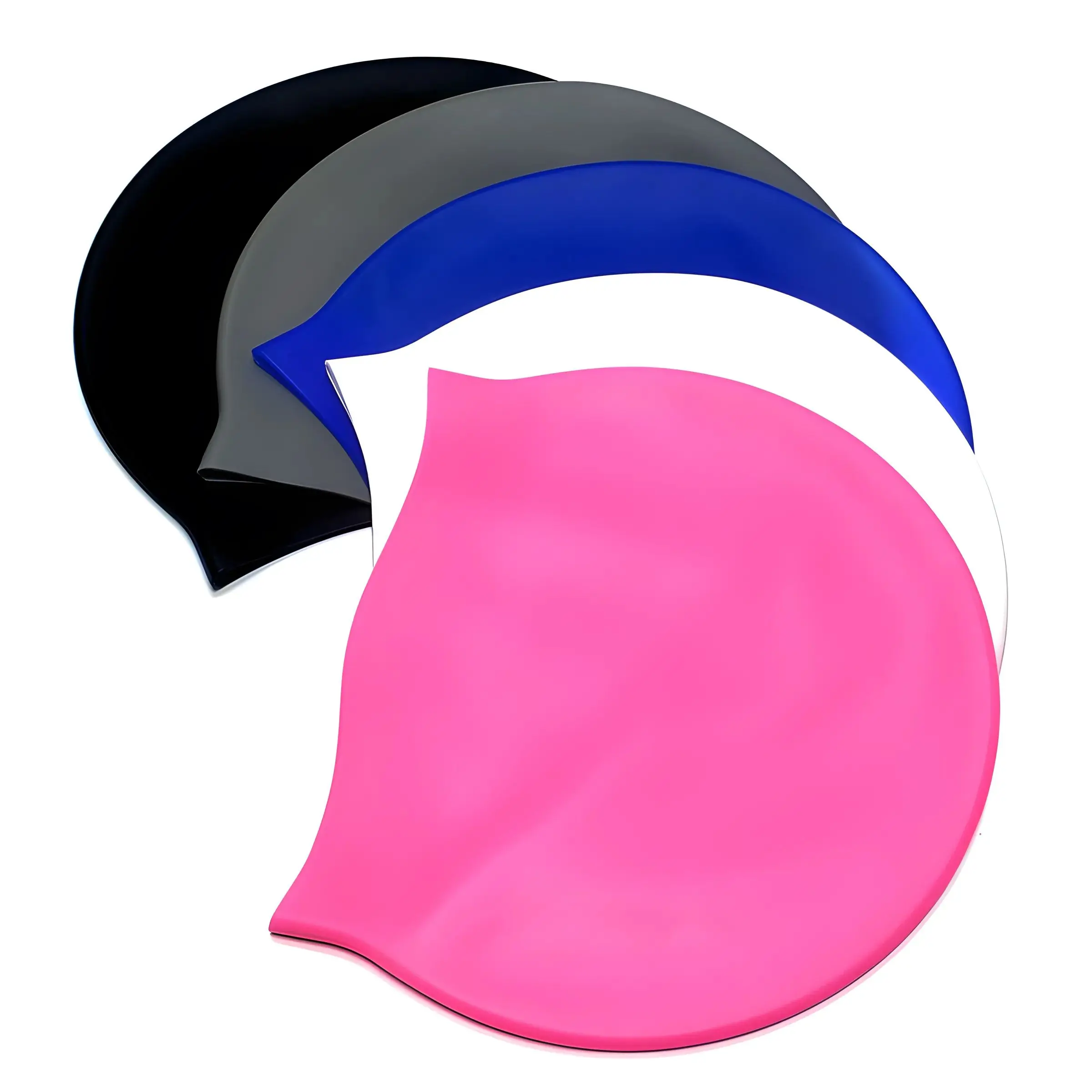 Swimming Cap Silicone Waterproof Swimming Cap Flat Ear Protection Cap Solid Colour Plain Men's and Women's Swimming Cap Child