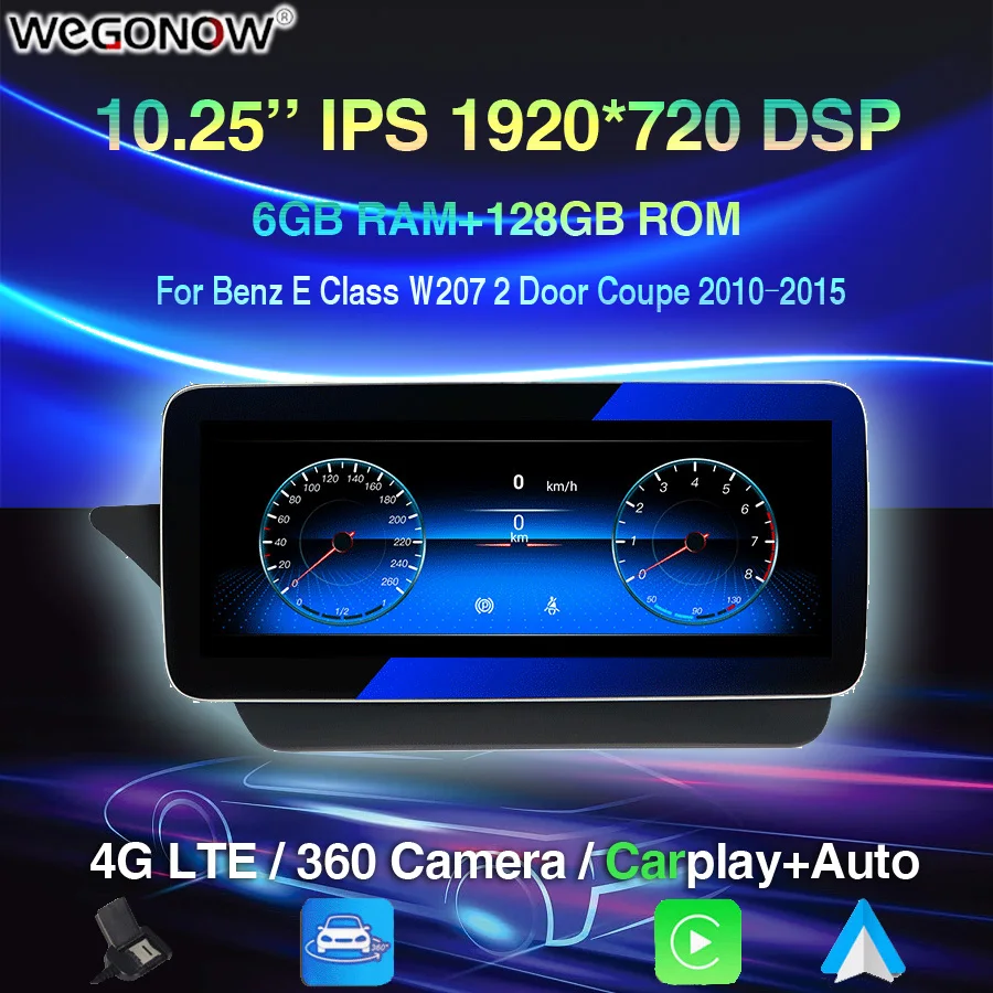 

Carplay 6GB+128G 10.25" Blu-Ray Android 10.0 Car DVD Player GPS RDS Radio Bluetooth For Benz E Class W207 2 Door Coupe 2010-2015