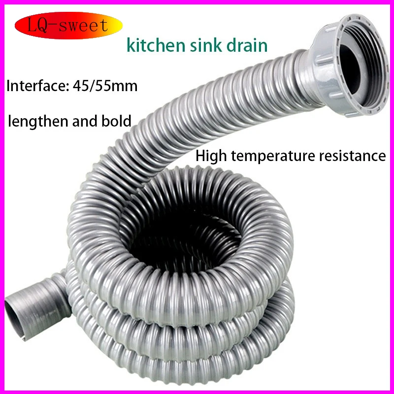 Sink Drain Pipe Kitchen Sink Lower Pipe Lengthened Single-slot Stainless Steel Sink Drain Pipe Deodorant Seal Ring Accessories