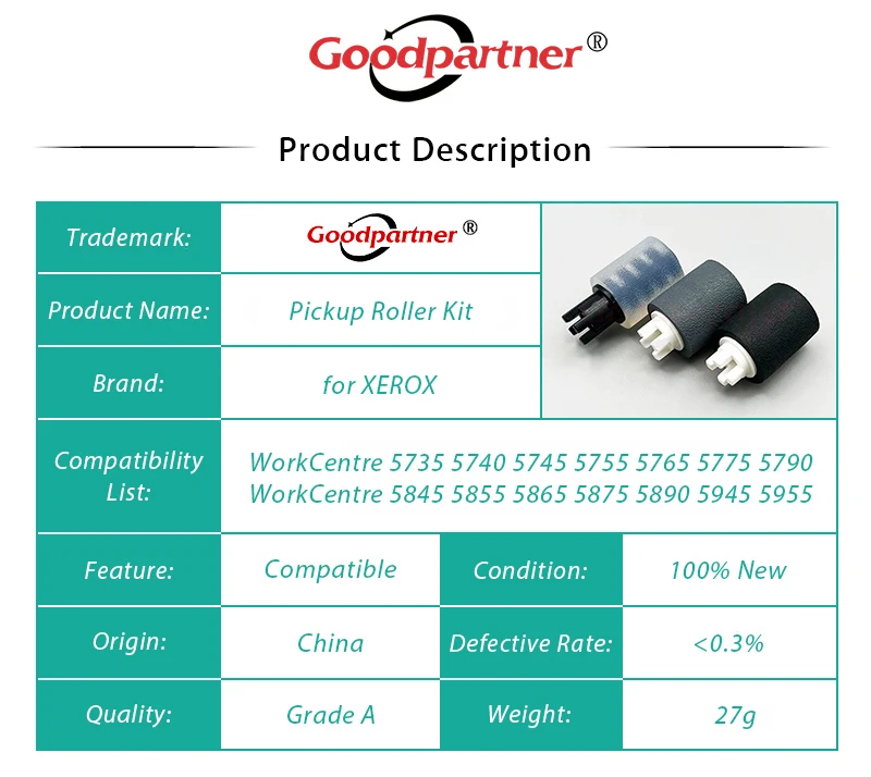Alimentação Captador Rolo de Separação para Xerox 5735 5740 5745 5755 5765 5775 5790 5845 5855 5865 5875 5890 5945 5x 604k83641 607k27860 - Imagem 2
