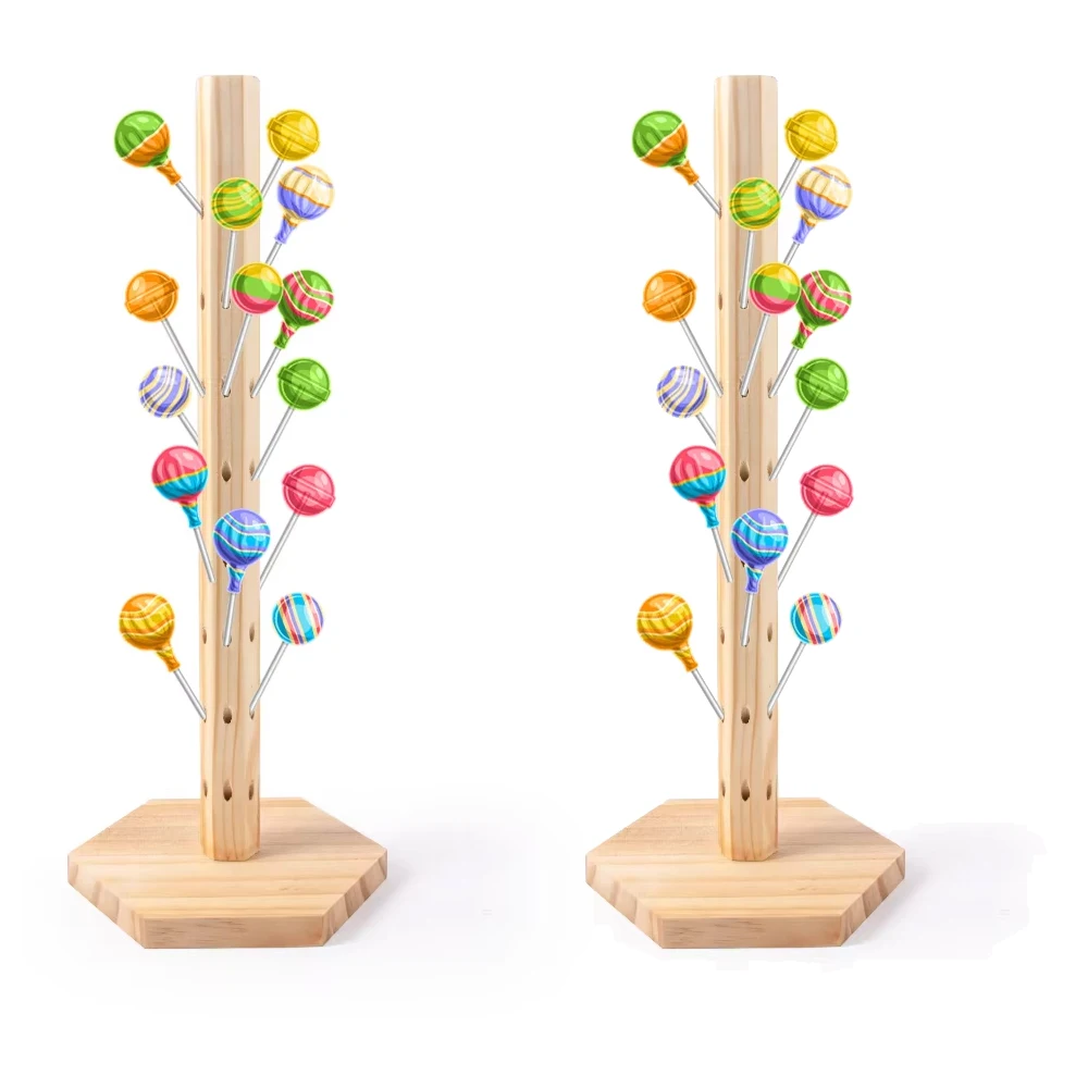 Cake Pop Stand Wooden Lollipop Holder Table Centerpieces Candy Display Dessert Stand for Wedding Birthday Baby Shower Table