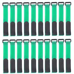 10-Piece Reusable Fishing Rod Strap Set - Adjustable Hook & Loop Fasteners (Green-20pcs)