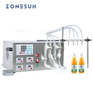 Полуавтоматическая машина ZONESUN для розлива бутылок, чернила для эфирных масел с четырьмя головками, косметический Магнитный насос для жидкости и воды
