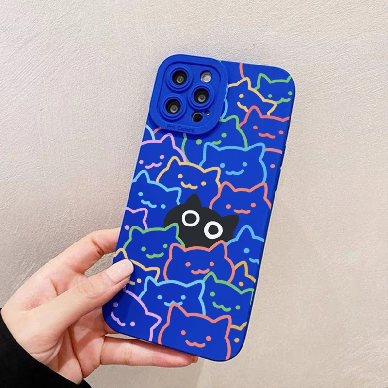Stylish Black Cat Print Phone Case