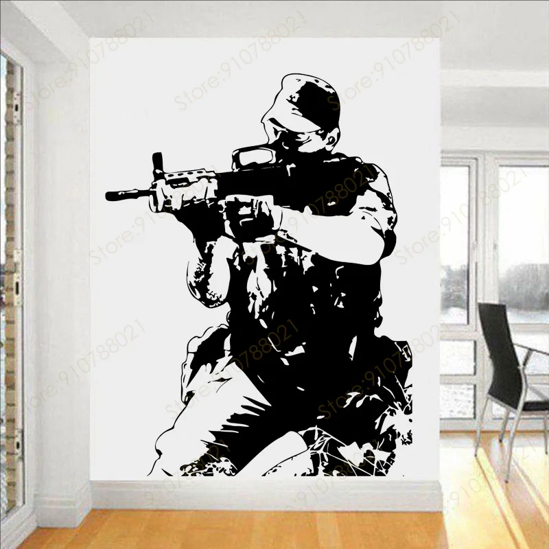 

Marine Army Military Soldier Wall Decals Vinyl Art Home Decor Boys Room Teens Bedroom Stickers Customized Size Color Murals S583