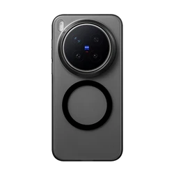 Ultra Matte Translucent Magnetic Shockproof Case with Wireless Charging Compatibility for Vivo X200 Pro (QSCX Black)