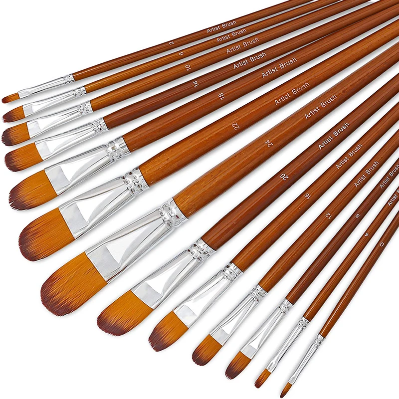 Nylon Hair Artist Filbert Paint Brushes Set,