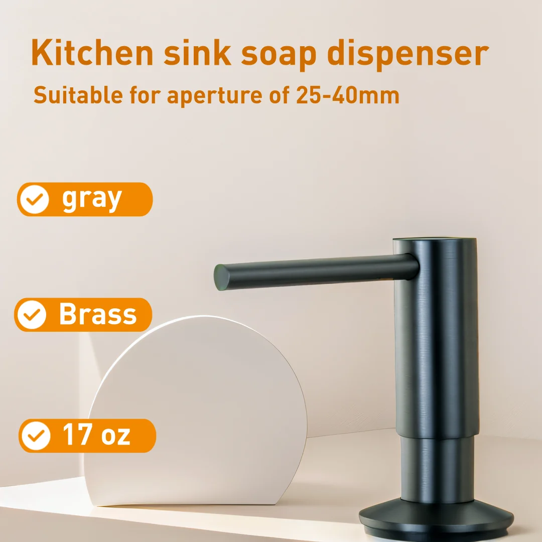 Soap Dispenser 17OZ Brass Press-Type Soap Dispenser Elegant Gray Stylish & Function Easy Refill Durable Build for Kitchen soap dispenser soap liquid box pressing soap liquid box
