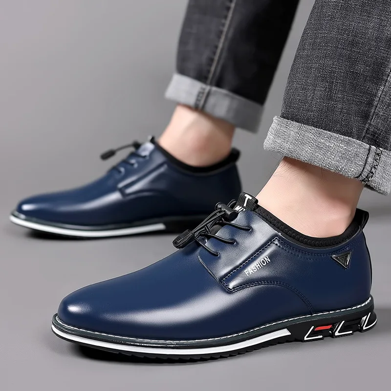 Men's Formal Shoes Cowhide Leather Shoes Banquet Professional Men's Comfortable Low Top British Casual Shoes Large Size Shoes