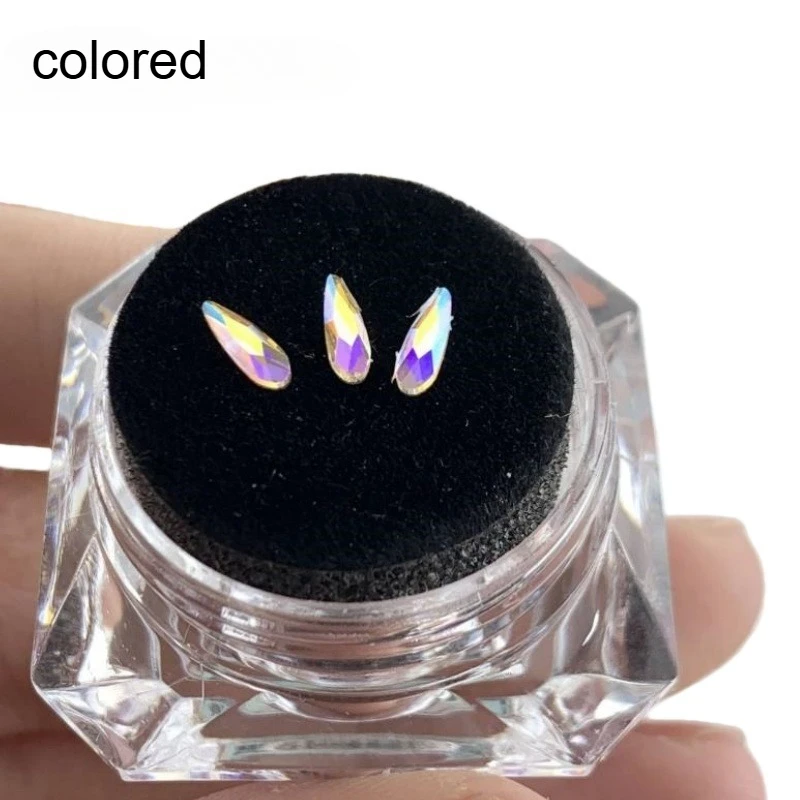 3개/박스 2*6mm 물방울 모양 치아 드릴 크리스탈 보석 DIY 장식 재료 치아 미용 다이아몬드 장식품
