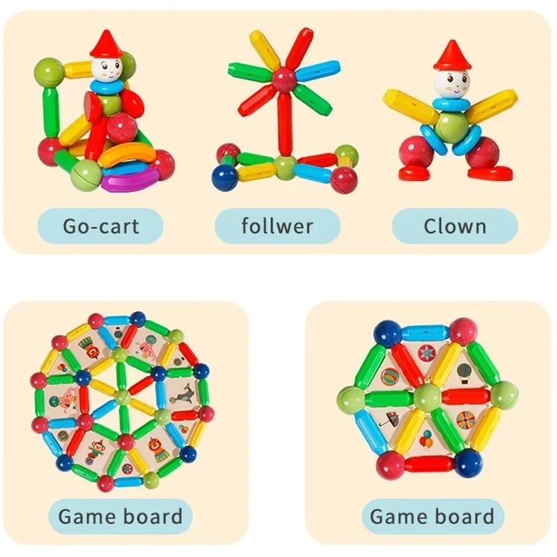 Romboss Clown Dolls Magnetic Magnet Stick Rod Building Blocks Set Toys Kids Montessori Educational Toy Birthday Gifts