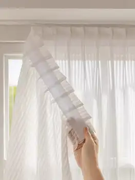 Schermo per otturatore verticale romantico francese con gancio per tenda trasparente e chiusura ad anello 1