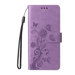 Fringed Iris Leather Flip Cover Wallet Phone Case with Card Slot for Pixel 9 5G (PURPLE)