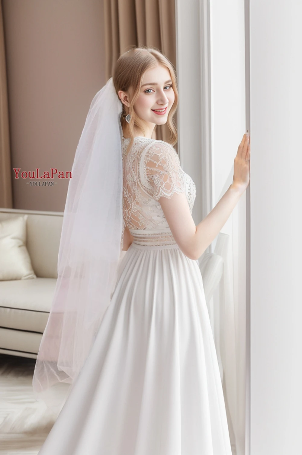 YouLaPan Bridal Veil MIXED PEARL Wedding Veil with Hair Comb 1 Tier Long  Pearl Cathedral Wedding Veil High Quality V182