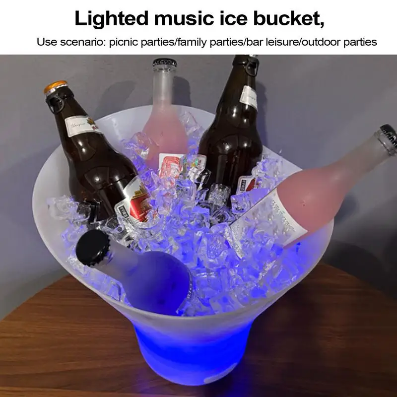 LED Ice Bucket 7L Glowing Cooler Bucket Colorful Lighted Drink Containers Waterproof LED Light Wine With Built-in