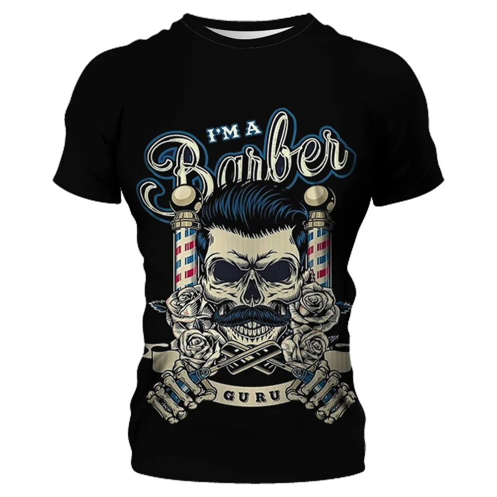 Sommer T-Shirt Männer Shirt 3d Friseur benutzer definierte Kleidung o Hals übergroße lässige Kurzarm Top coole Punk Streetwear für männliche T-Shirts