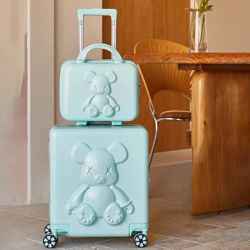 حقيبة أمتعة كرتونية 18 "كلمة مرور للأولاد والبنات...