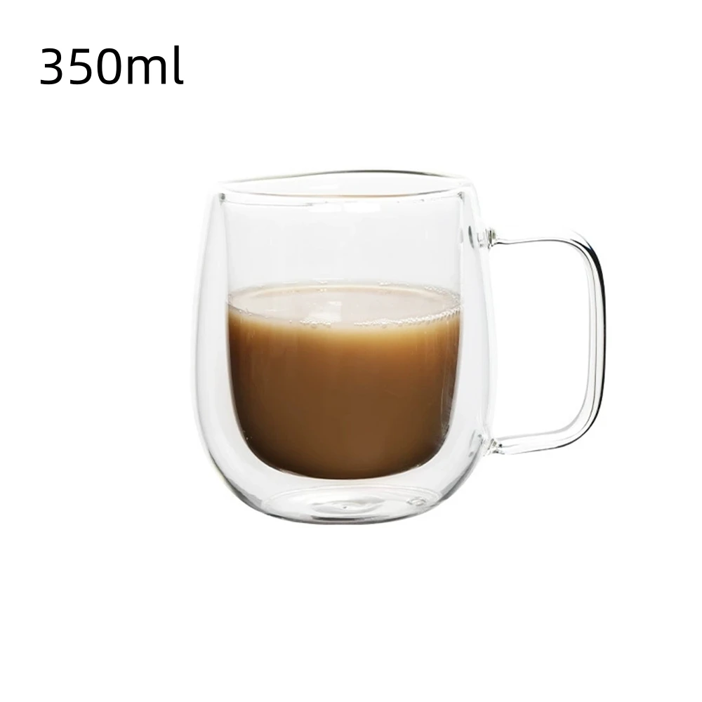 1pc copo de café de vidro de parede dupla com alça 150-350ml caneca de vidro de borosilicato resistente ao calor para suco frio leite café 8