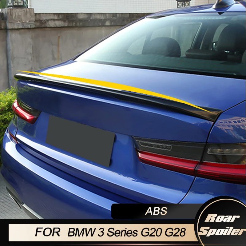 자동차 리어 트렁크 스포일러 윙, BMW 3 시리즈 G20 G28 G80 M3 세단 2019 2023 리어 스포일러, 부트 리드 윙 립, ABS 광택 블랙