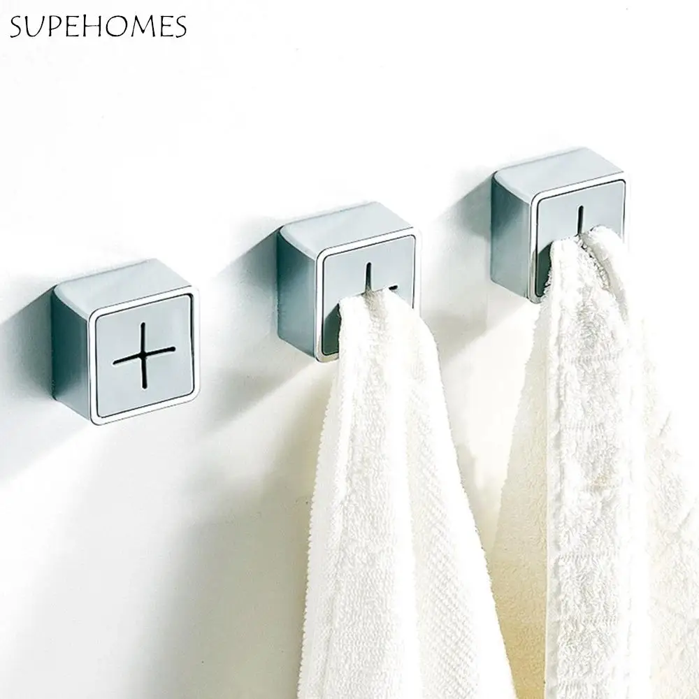 

Kitchen Bathroom Self Adhesive Hanging Space-saving Square Push Hooks Rag Hanger Dishcloth Organizer Tea Towel Holder