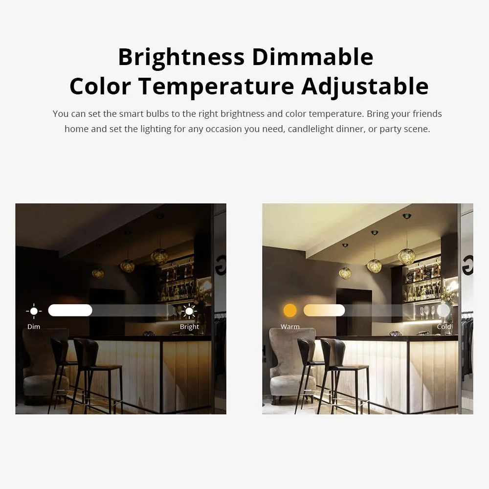 SONOFF B02-F WiFi Smart Bulb LED Filament E27 Dimmable Bulb eWeLink APP Adjust Color Temp Smart Timer Alexa Google Voice Control 3