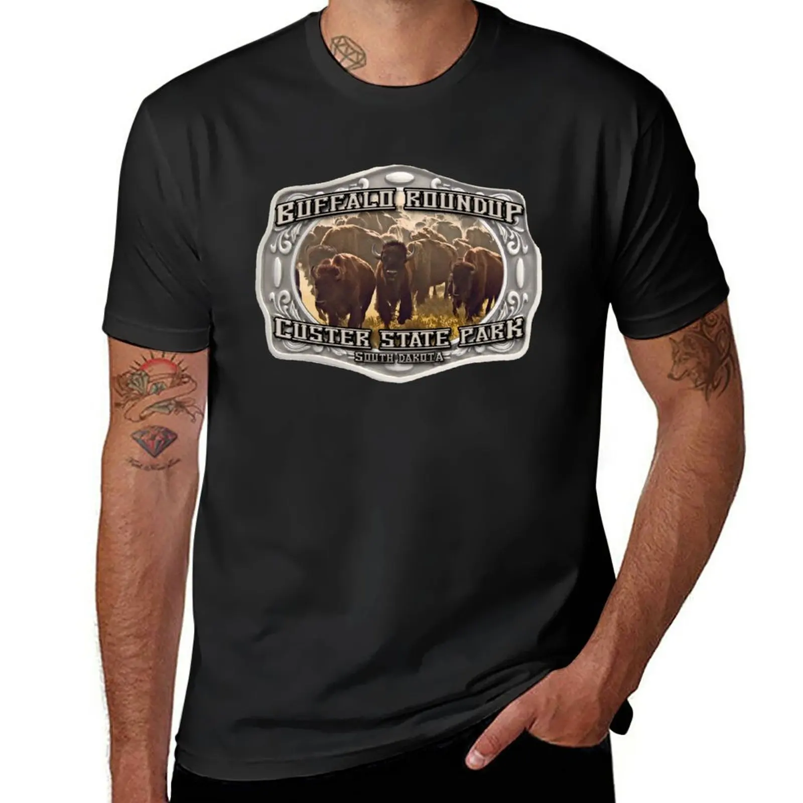 New Custer State Park Buffalo Roundup T-Shirt Uomo Abbigliamento T-Shirt Ad Asciugatura Rapida Magliette Pesanti T-Shirt Uomo