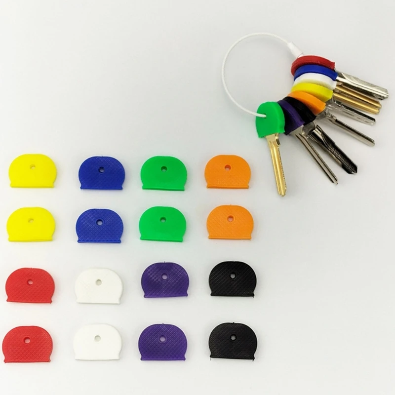 Silicone key cap covers elastic hollow keyring rings key case topper holder fashion bag organizer random colors 8Pcs/Set key case