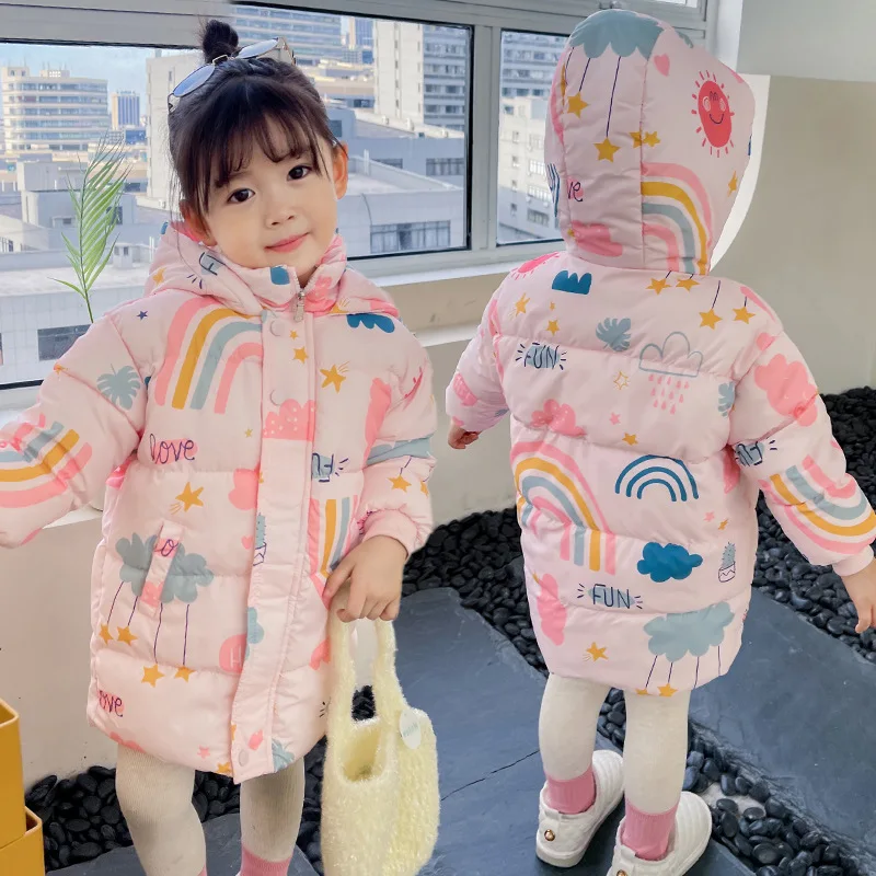 New Girls Boys Down Jacket Winter Coats Children Clothes Hooded Windbreaker Coat For Kids Cotton Warm Outerwear Children Jacket