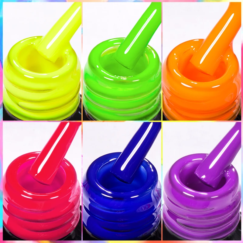 8ml 형광 젤 매니큐어 Vernis 여름 네온 세미 퍼머넌트 UV 젤 바니시 손톱 아트 DIY 매니큐어 네일 용품