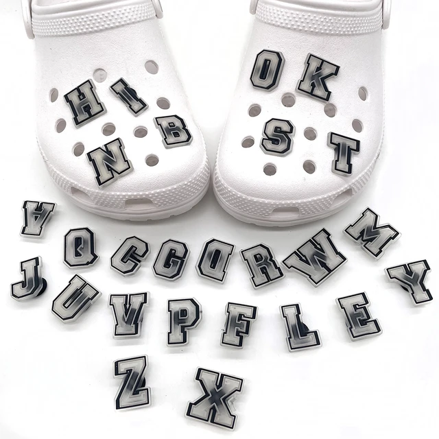 White & Black Crocs Jibbitz Letter N Shoe Accessories