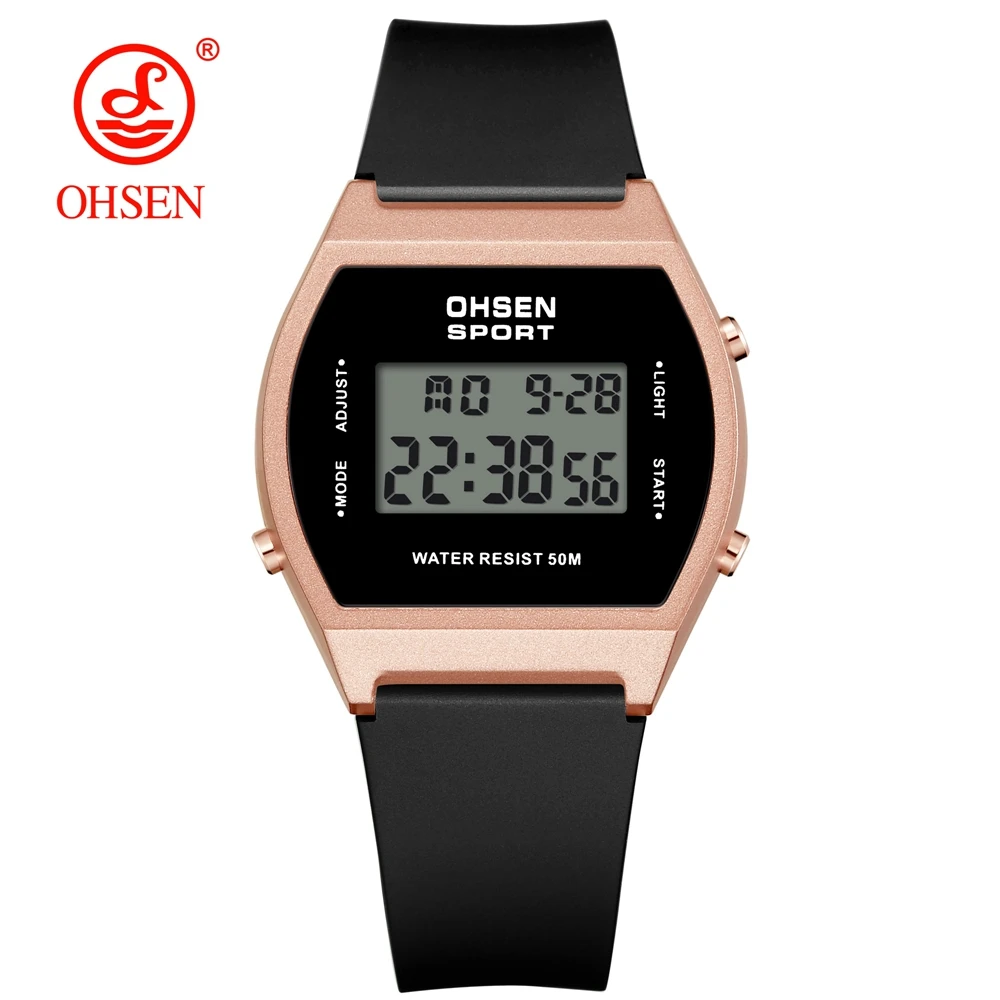 Sleek Pink Waterproof Digital Women's Sport Watch